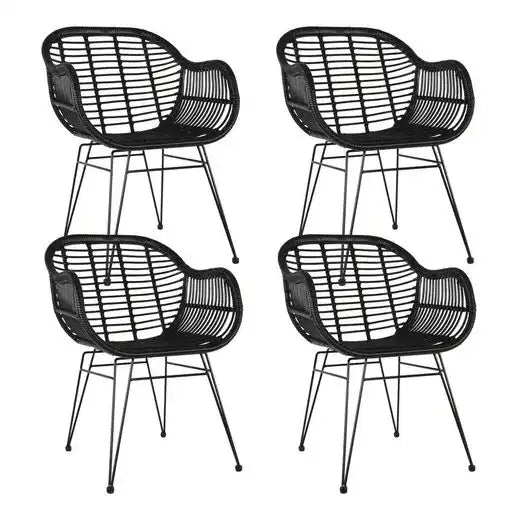 4er Set Gartenstuhl Stuhl geflochten Vero Stahlgestell - HomeDesign Knaus