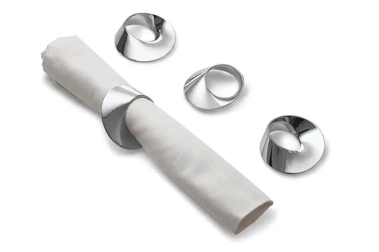 4er-Set Serviettenringe Nickel hochglanzpoliert - HomeDesign Knaus