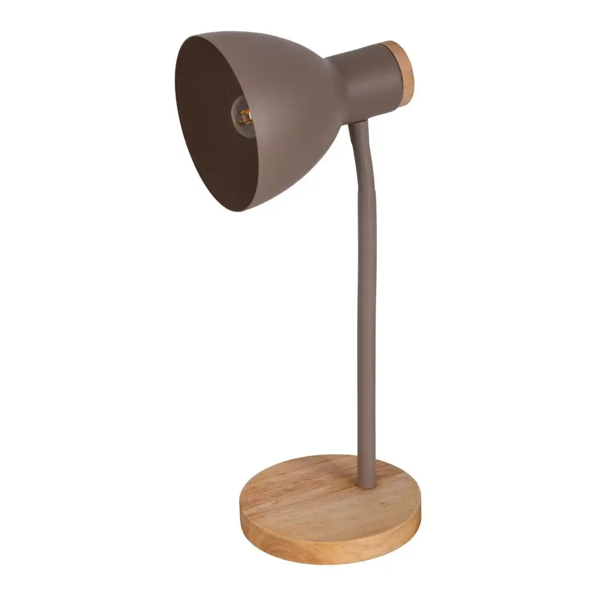 Schreibtischleuchte "MARIE" aus Metall und Holz, E14, Braun, 36,5 cm hoch