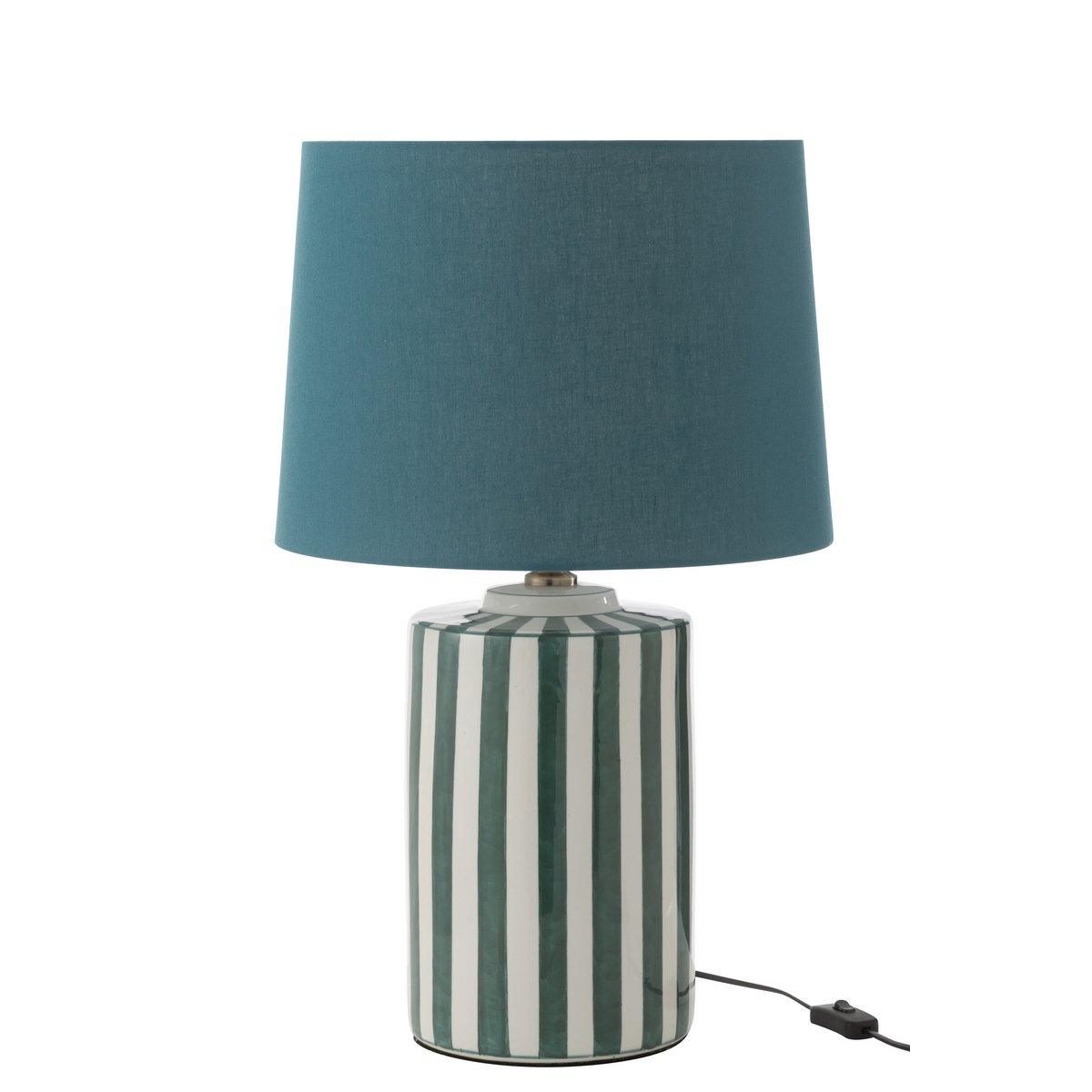 J-Line Lampe+Lampenschirm Listra Stripes Porzellan Grün/Weiß