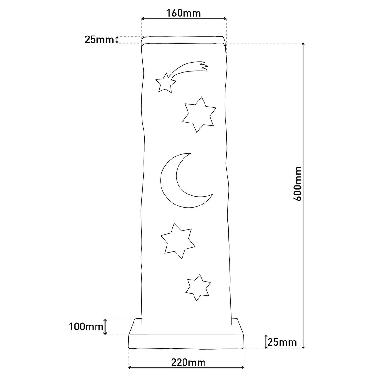 LED-Holz-Dekoleuchte Mond/Sterne 60 cm hoch Weihnacht-Deko aus Holz mit fest verbauten LEDs