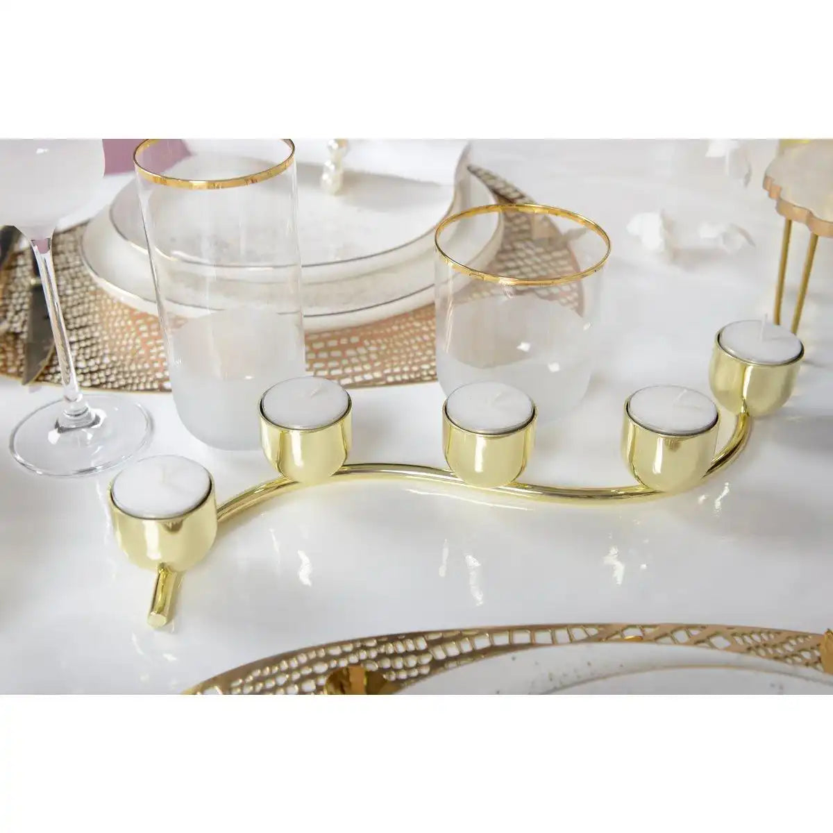 5 LEUCHTEN TORSADE GOLD KERZENHALTER FÜR GESCHIRRHEIZUNG - HomeDesign Knaus