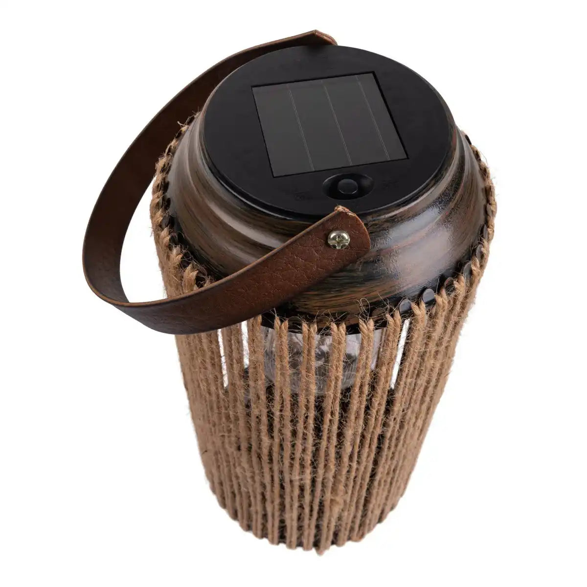 LED Solarleuchte "Korbinian" für Garten und Terrasse, Dekolampe aus Metall mit Jutebespannung in natur, LEDs fest verbaut Solarlampe für Außen 29 x 13 cm