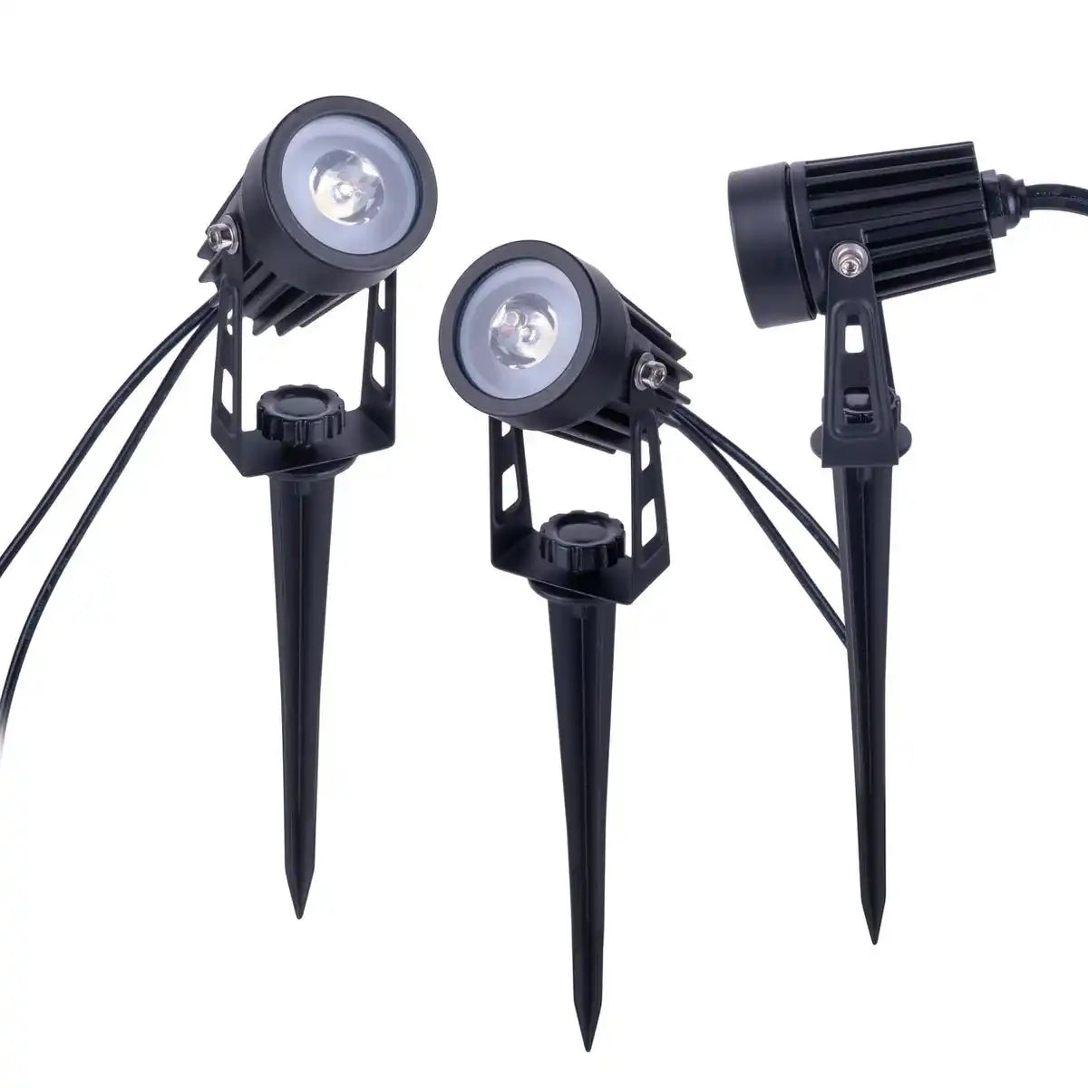 3er LED Solarspot mit Erdspieß ""Spoti"" Außen-Erdspieß aus Metall und ABS-Kunststoff in Schwarz, mit fest verbauten LEDs mit drei Leistungsstufen