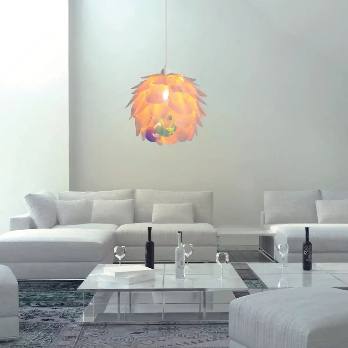 Pendelleuchte "FORA" aus Metall und irisierendem Kunststoff, E27-Fassung, Beleuchtung für Wohnzimmer, Esszimmer und Büro, Ø40 cm