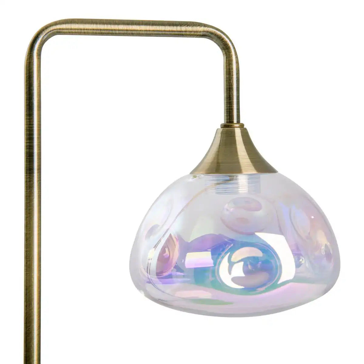 LED Tischleuchte "VARNA", Tischlampe aus messingfarbenem Metall und irisierendem Glas, fest verbaute LEDs, 45 cm hoch, stilvolle Beleuchtung für Wohnzimmer, Esszimmer oder Diele