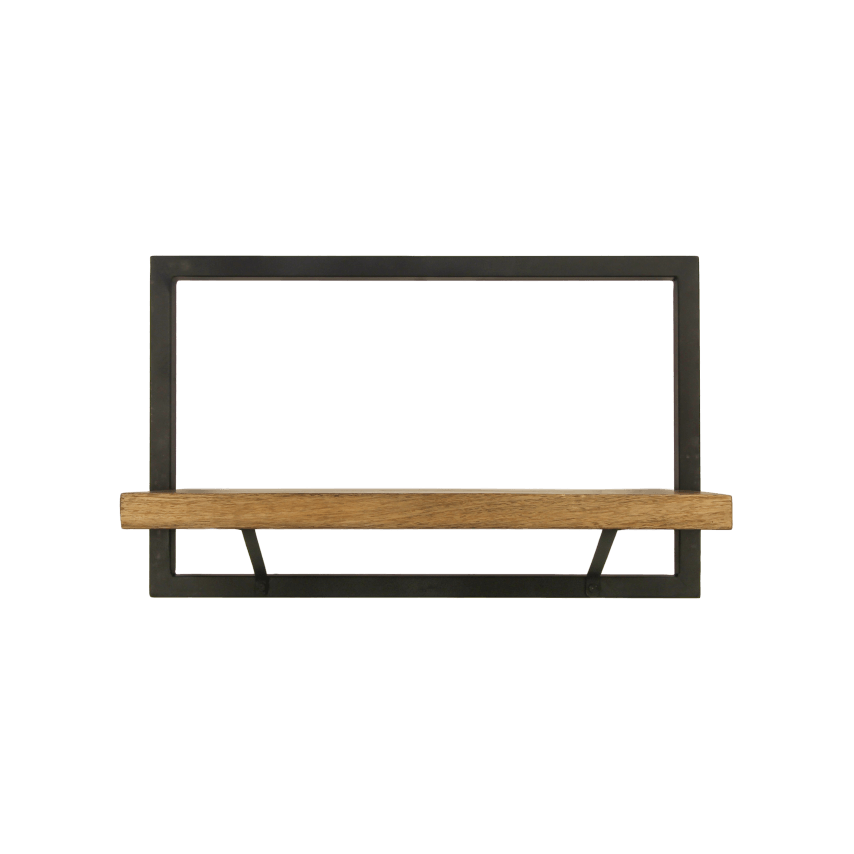 HSM Collection-Wandregal-Ebenen -51x22x32-Natur/Schwarz-Mango/Metall