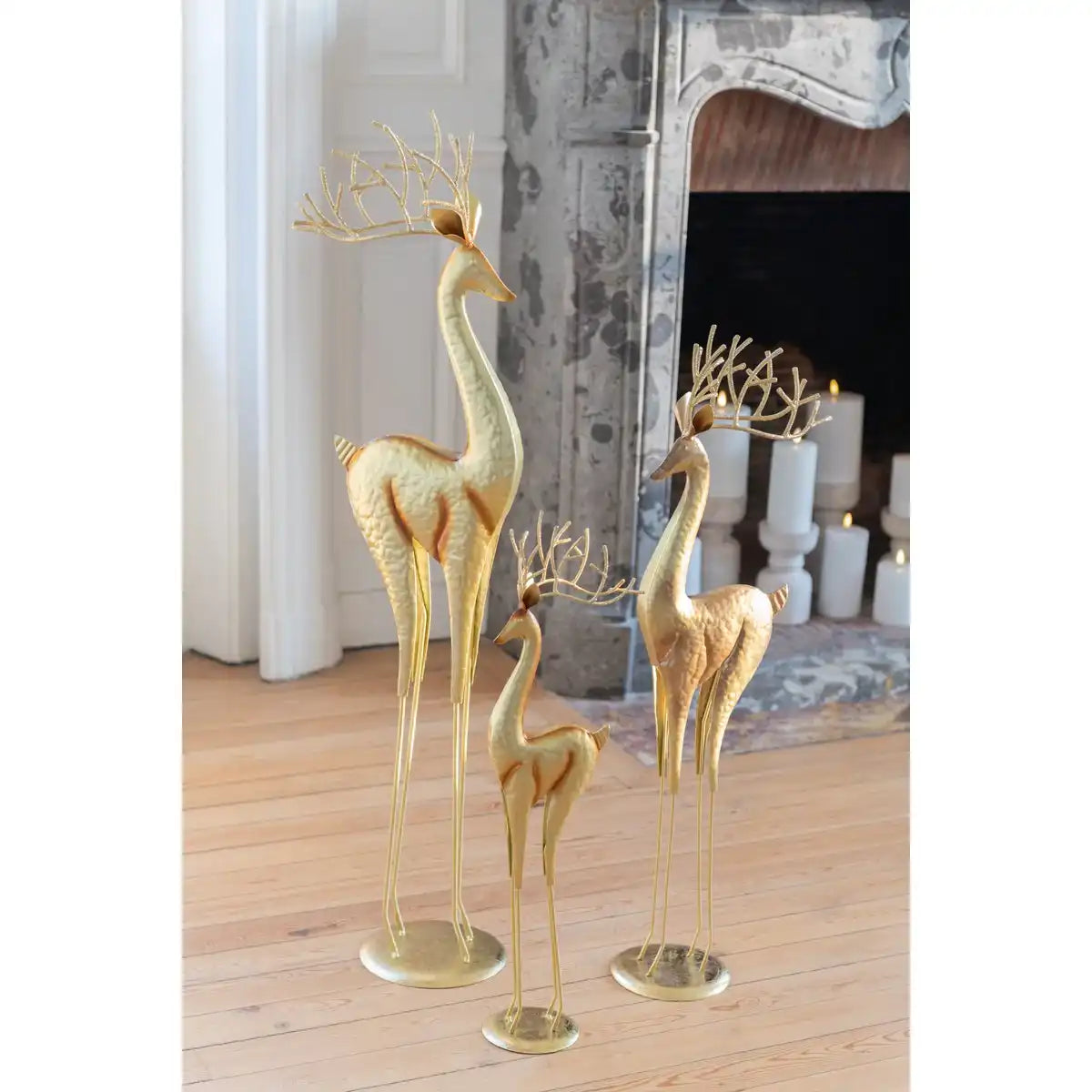 J -Line Figure Rentier zu Fuß - Metall - Gold - groß