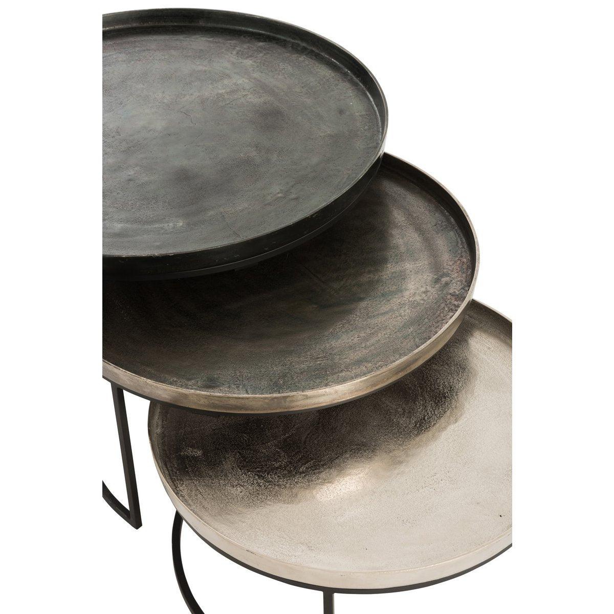 J-Line Beistelltisch Rund – Aluminium – Schwarz/Mix