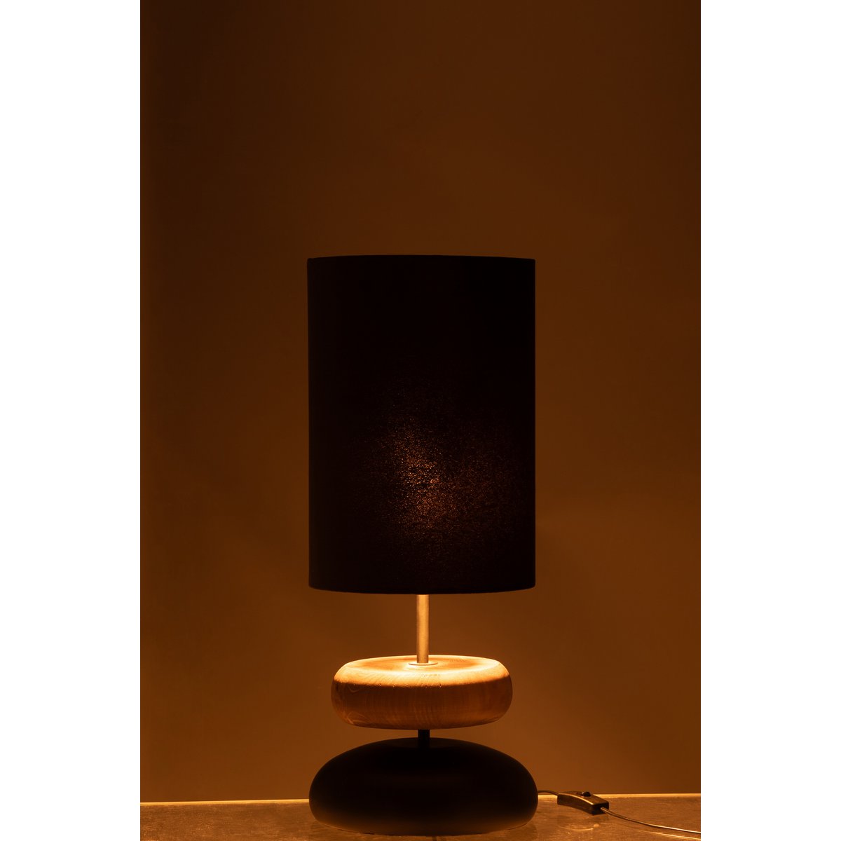 J-Line Lampe Jade Eisen/Kiefer Schwarz/Natur