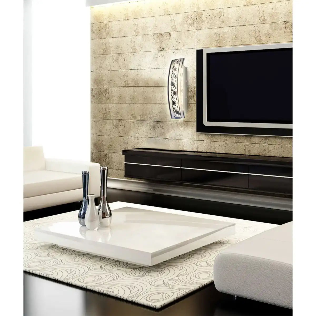 LED Wandleuchte/Deckenleuchte aus Metall und Glas, chromfarben, 35 cm lang, mit fest verbauten LEDs, Beleuchtung für Wohnräume, Flur und Eingangsbereich