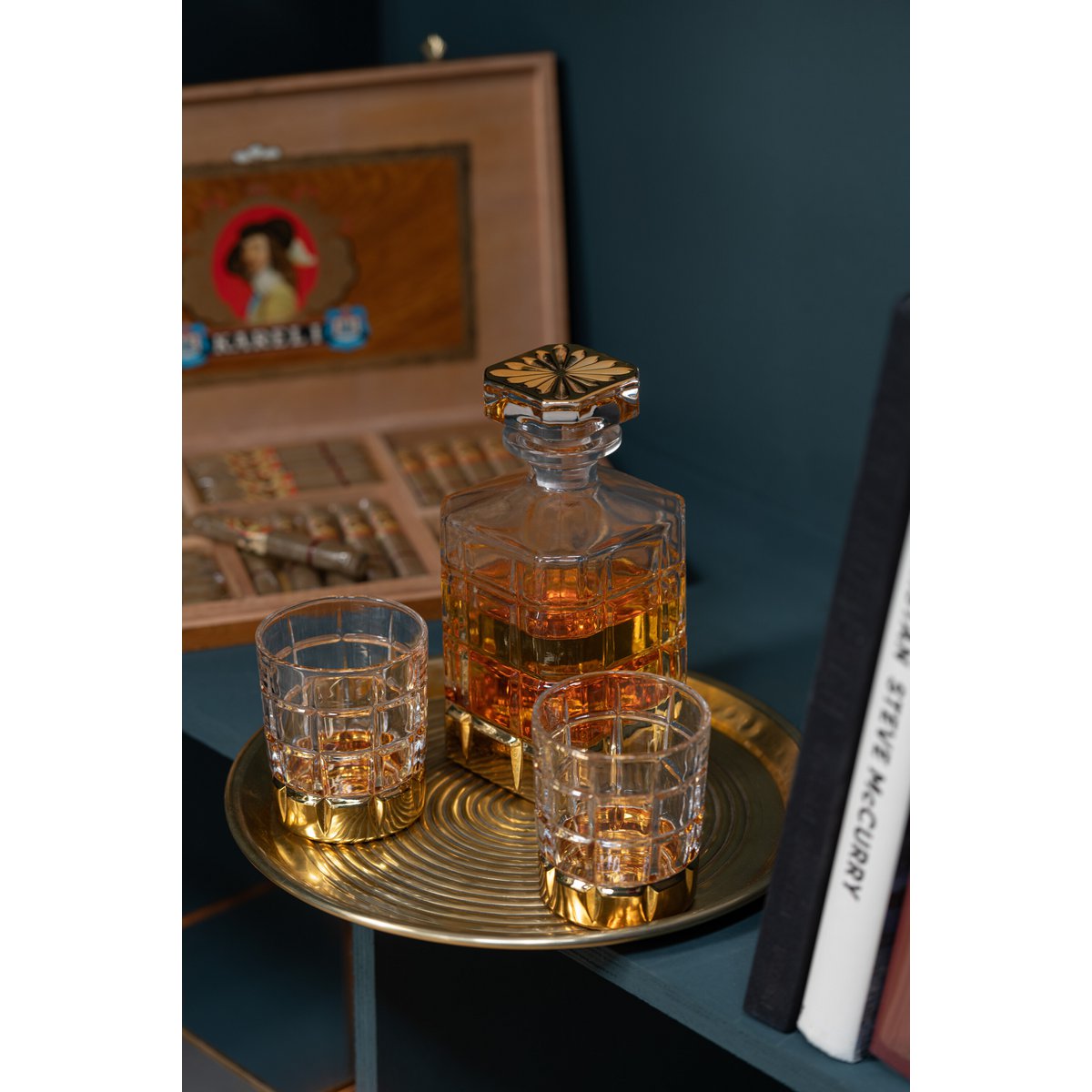 J-Line Whiskyflasche - Glas - transparent/gold