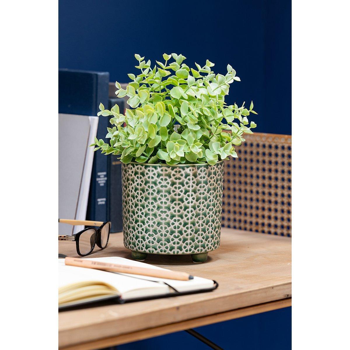 J-Line Blumentopf Flower - Keramik - Grün - M - Ø 14 cm