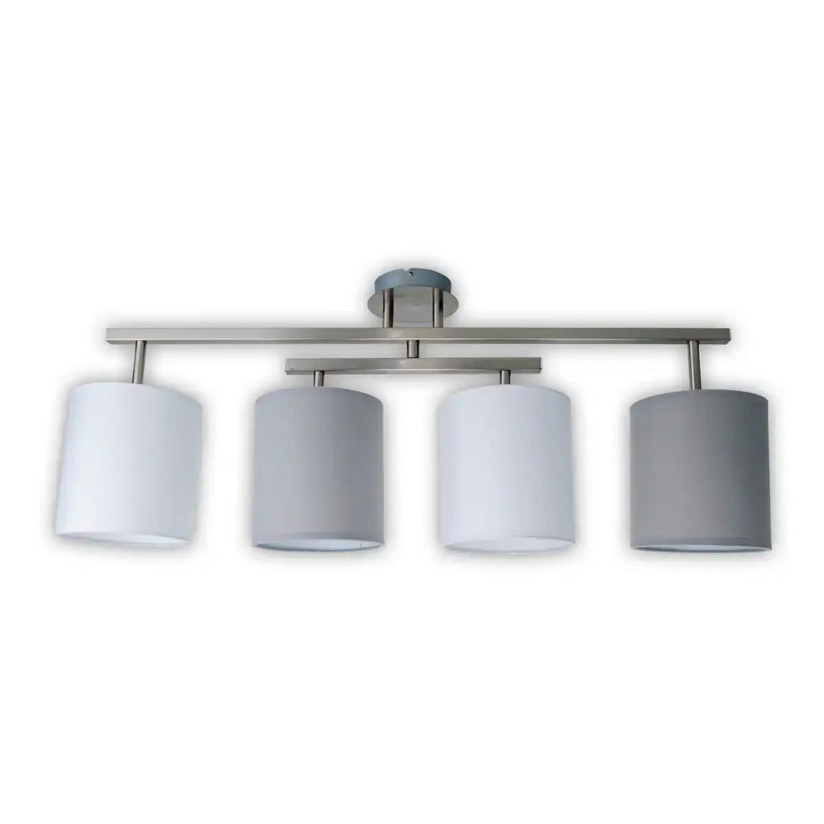 4er Deckenleuchte "TILDE", klassische Deckenlampe aus Metall und Textil in Grau mit E27-Fassung, 82 cm lang, die Schirme sind verstellbar, ideal für Wohnzimmer, Esszimmer und Schlafzimmer
