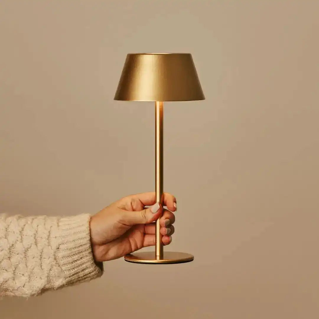 Milou Gold - Tischlampe ohne Kabel l moderne, Design- und 3 Lichtmodi