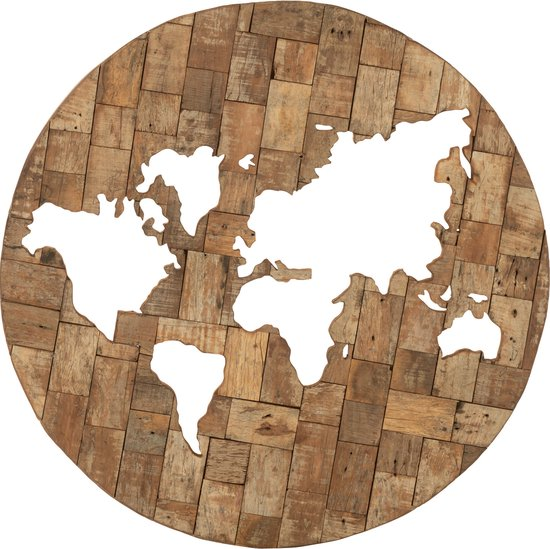 Wanddekoration Weltkarte - Holz - braun