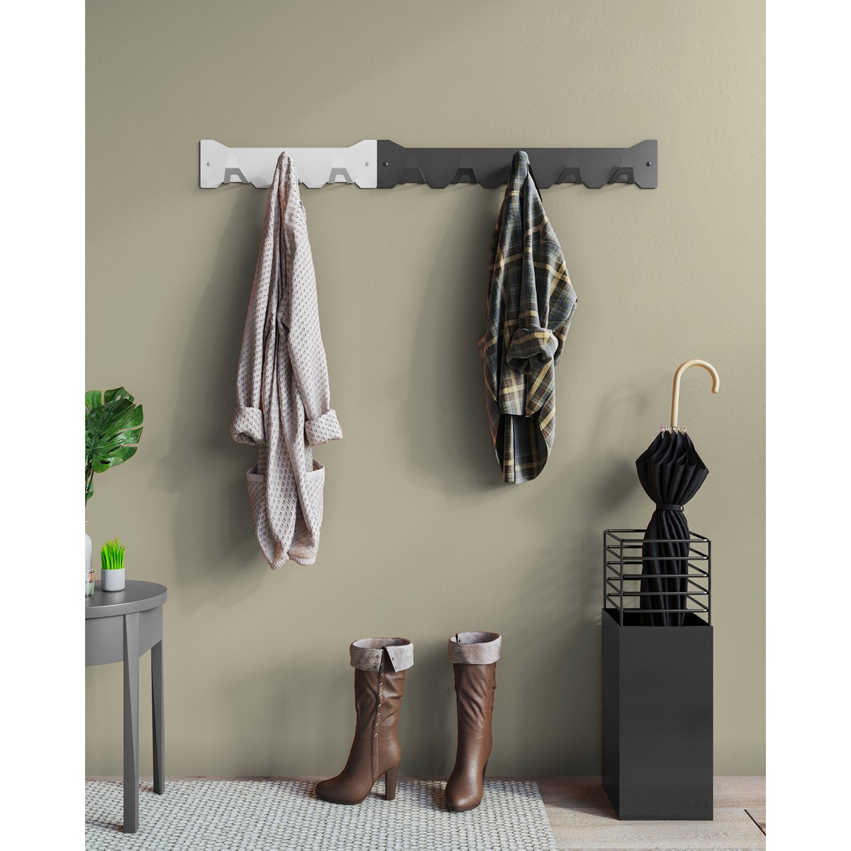 Gorillz Triangle Three – Industrial – Wandgarderobe – 3 Kleiderhaken – Schwarz