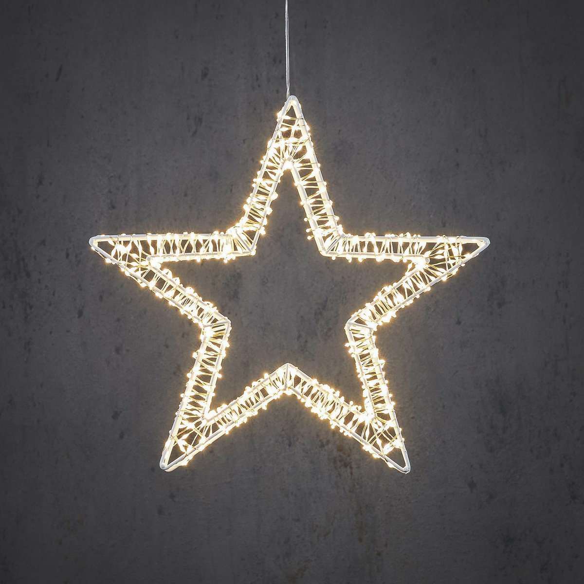 Sternaufhängung mit warmweißer LED-Beleuchtung – Ø36 cm – Metall – Weiß