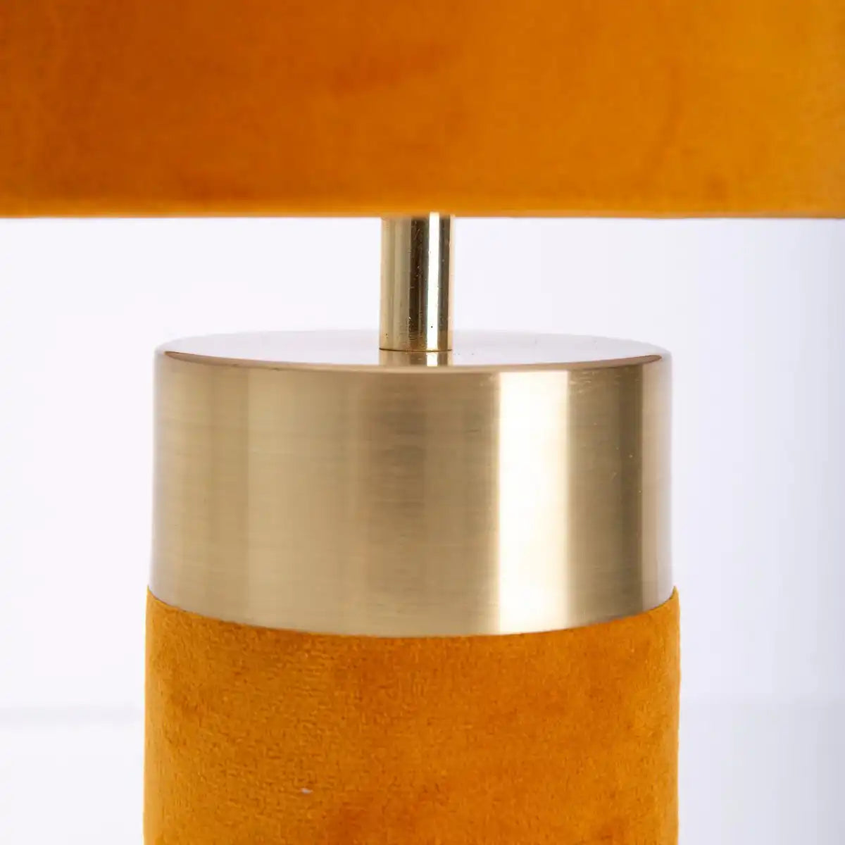 Tischleuchte "BORDO" 32cm hoch aus Metall und Velours in Gold und Braun, mit E14-Fassung, Lampe für Esszimmer, Wohnzimmer, Diele oder Büro