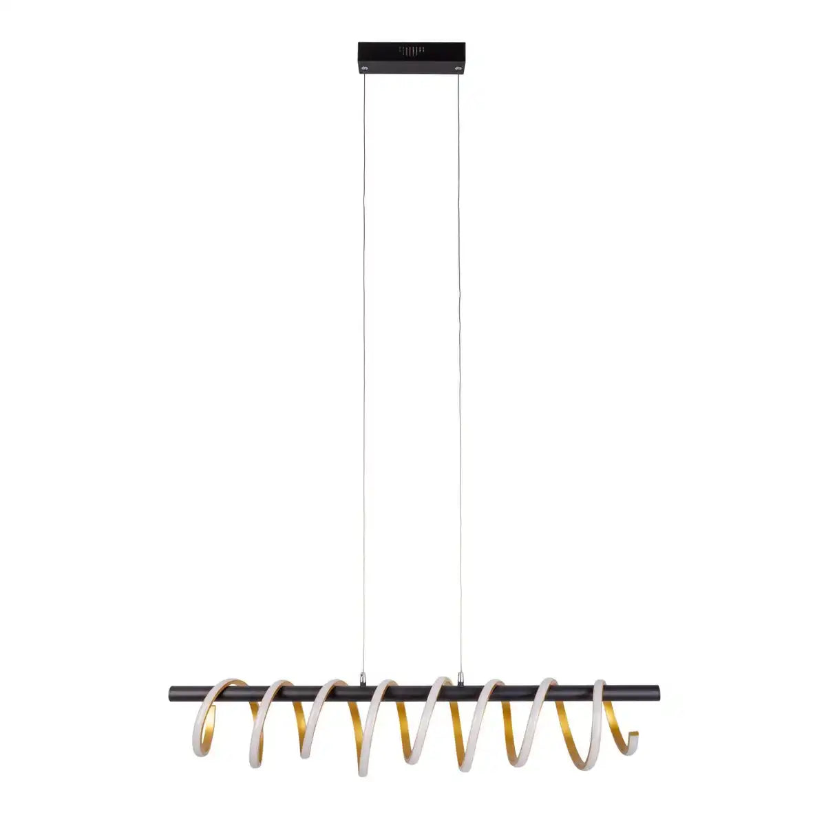LED Pendelleuchte "BELLEZA", moderne Pendellampe aus Metall und Kunststoff Schwarz, Gold und Weiß, mit fest verbauten LEDs, 100 cm lang. Die ideale Beleuchtung für Wohnzimmer, Esszimmer oder Küche.