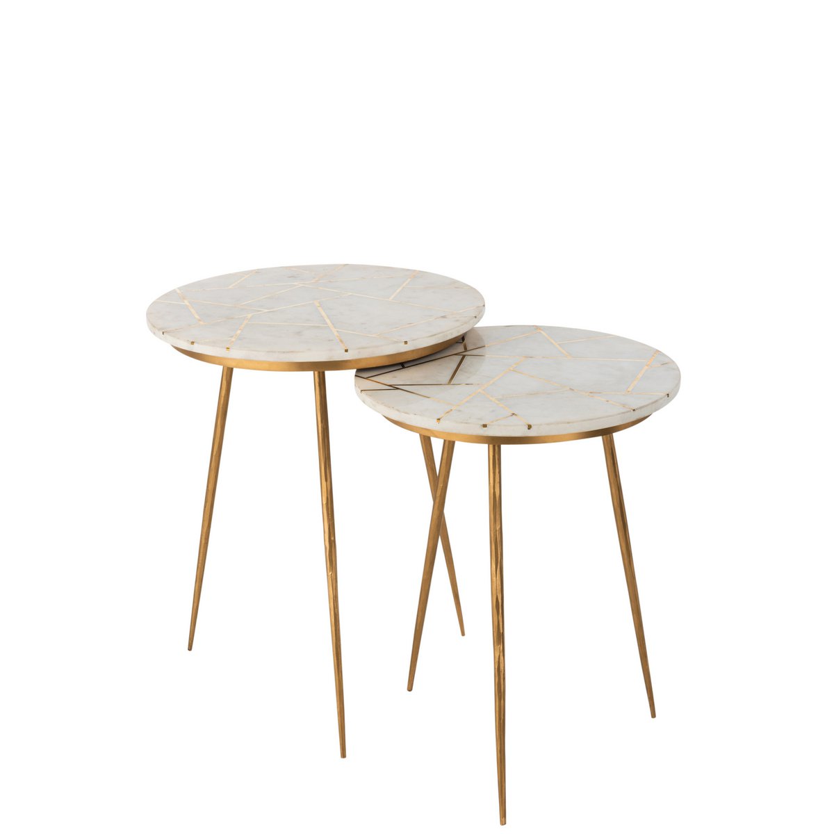 J-Line Beistelltisch – Marmor/Eisen – Gold/Weiß