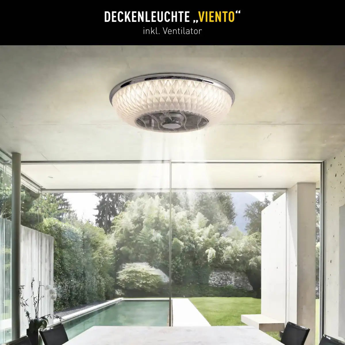 LED Deckenleuchte "VIENTO" mit Ventilator, aus Metall und Kunststoff, mit integrierten LEDs, Beleuchtung für Wohnräume oder Büro