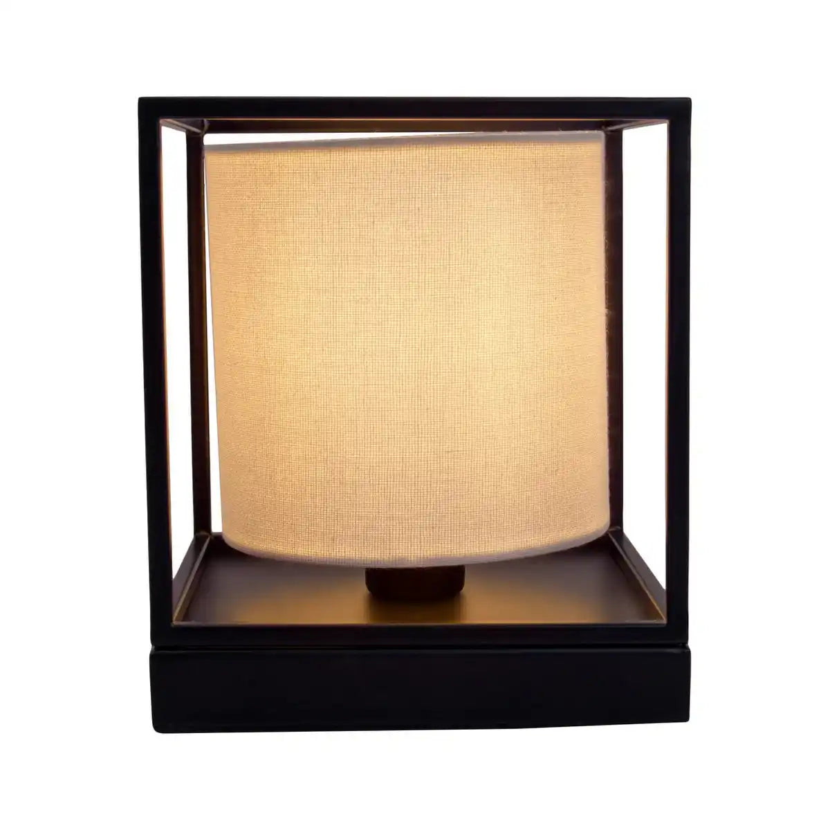 Tischleuchte "BETA" weiß aus Metall mit Stoffschirm in weiß, mit E14-Fassung, Lampe für Wohnzimmer, Esszimmer, Flur und Büro, 15 x 15 x 17 cm