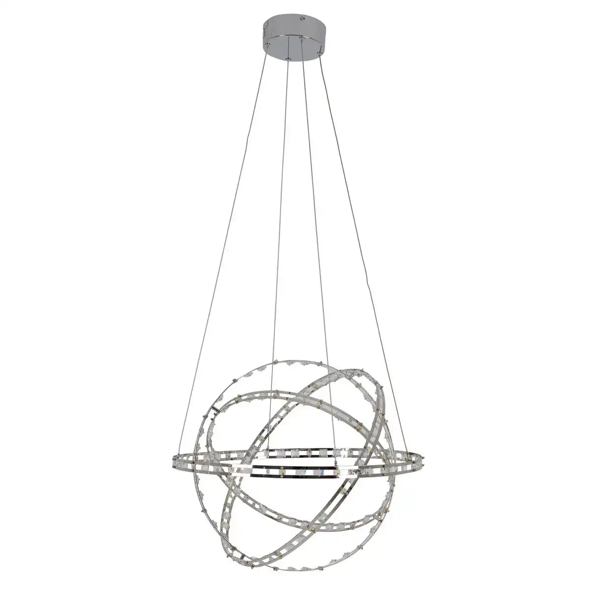 LED Pendelleuchte "COSMOS" Metall und Kunststoff in chrom, Ø60 cm, mit fest verbauten LEDs, Beleuchtung für Wohnzimmer, Esszimmer oder Büro.