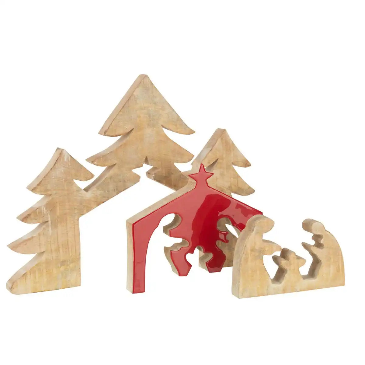 J-Line Weihnachtsdekoration – Holz – Rot – groß