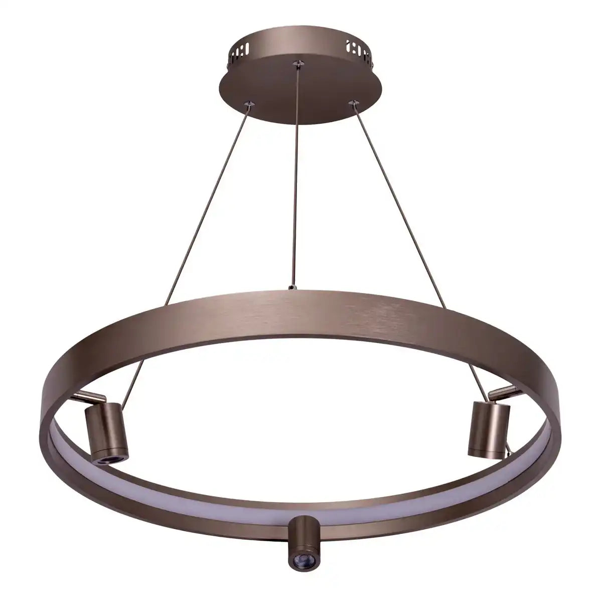 LED Pendelleuchte ""TRISTAN", moderne Pendellampe aus Metall und Kunststoff in Stahl-blank, die LEDs sind fest verbaut. Mit ca. 58 cm Ødie ideale Beleuchtung für Wohnzimmer, Esszimmer oder Küche.
