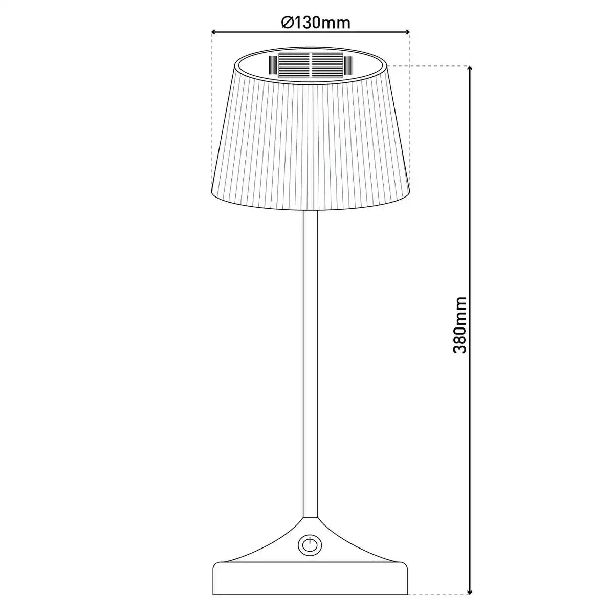 Solar-Akkutischleuchte "EMMI" 38 cm hoch, Schirm Ø 13 cm, Metall in Gelb und weißer Kunststoff, für den Außenbereich, dimmbar CCT.