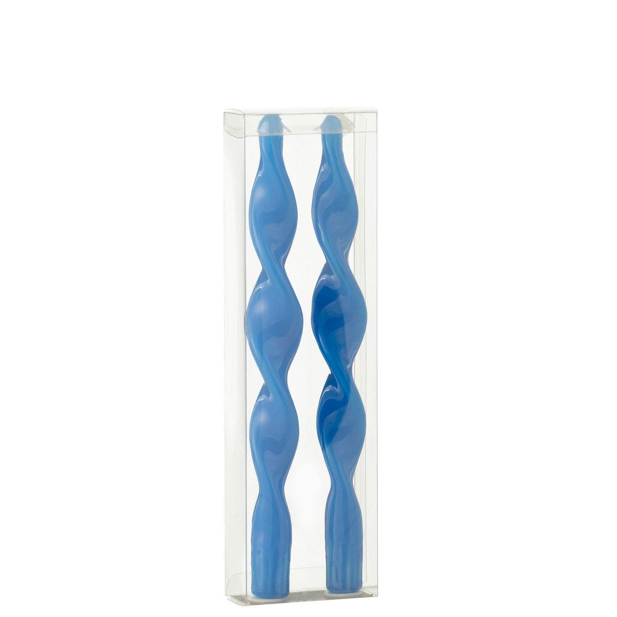 J-Line Box 2 Candle Twisted – blau – klein – 3H