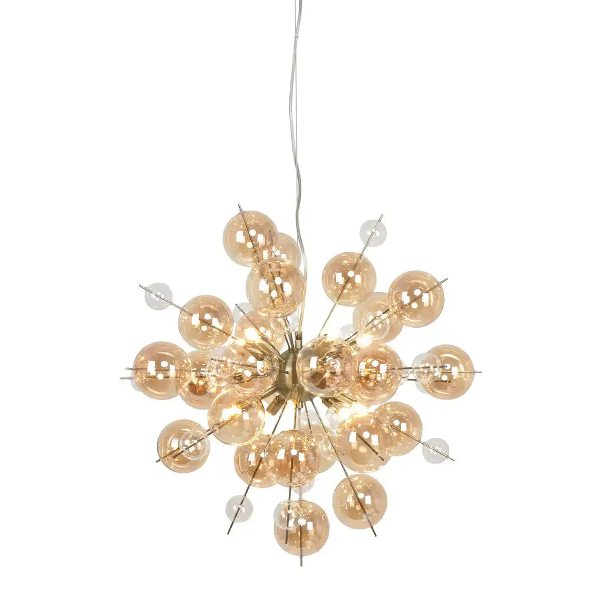 Pendelleuchte "EXPLOSION" amber aus Metall und Glas, G9 Fassungen, Hängelampe für Esszimmer, Wohnzimmer, Diele oder Büro, Hängelampe Øca. 65 cm