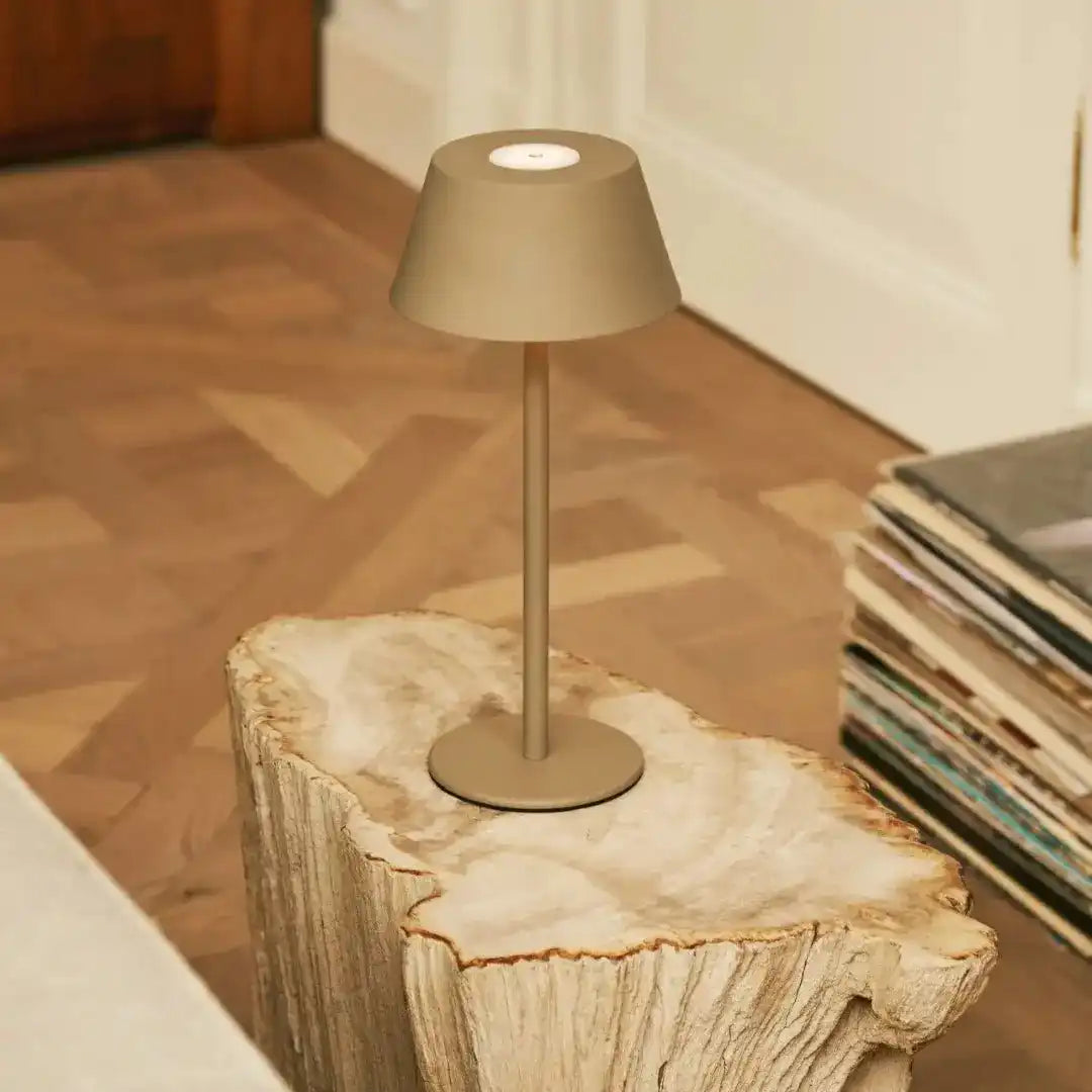 Milou Koala Brown - Tischlampe ohne Kabel l moderne, Design- und 3 Lichtmodi