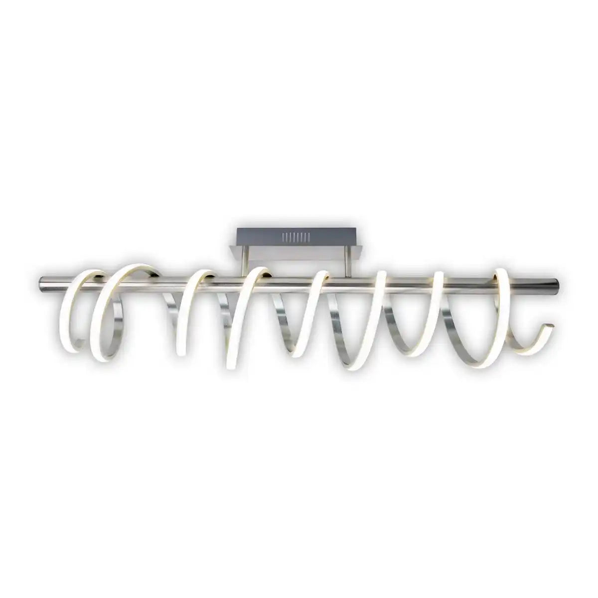 LED Deckenleuchte "BELLEZA", moderne Deckenlampe aus Metall und Kunststoff in Nickel matt und Weiß, mit fest verbauten LEDs, 100cm lang. Die ideale Beleuchtung für Wohnzimmer, Esszimmer oder Küche.