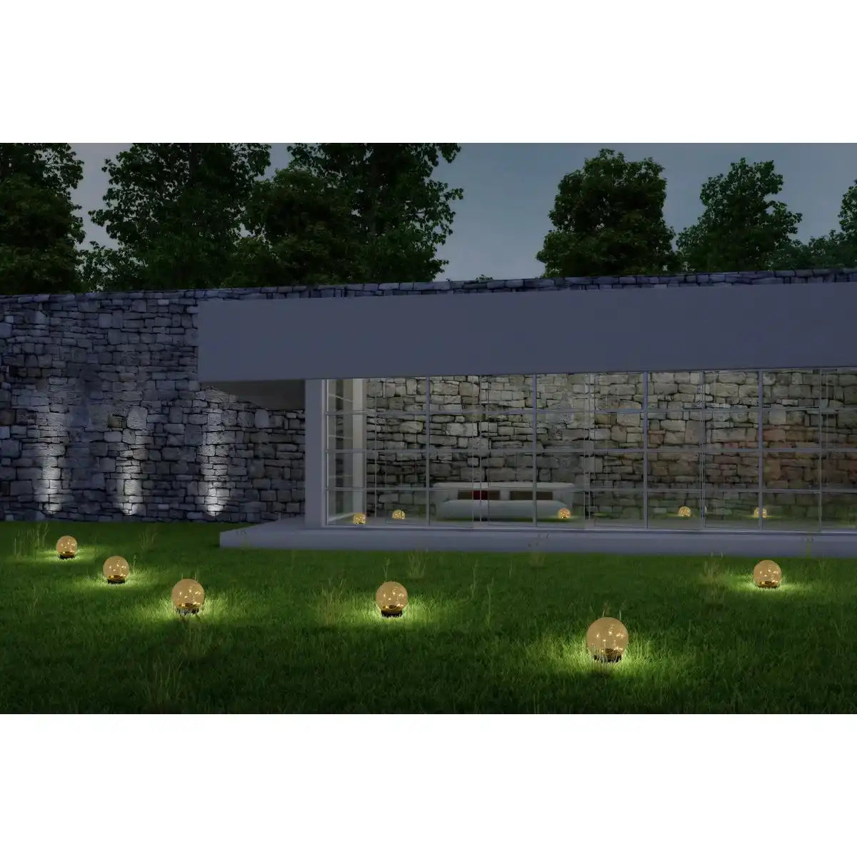3er-Set LED-Solar-Tischleuchte/Erdspieß "Crackle" Ø 12cm , für Außen, Tischleuchte - Kunststoff und Glas , Weiß, mit integrierter LED
