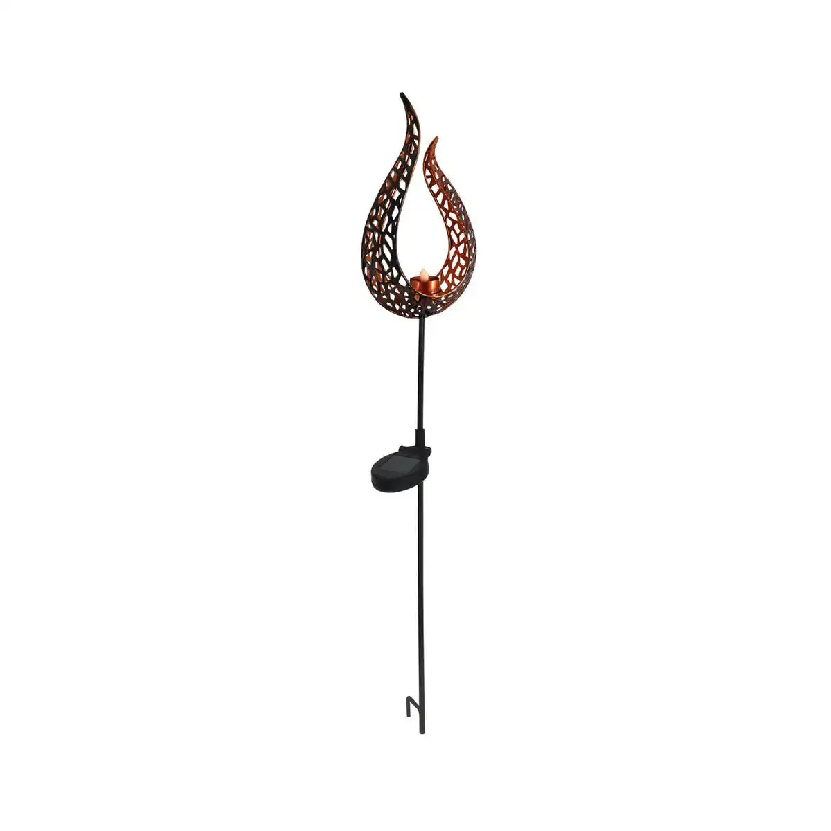 LED-Solar Erdspieß "Flamme" - Außen-Erdspieß aus Metall und Kunststoff in braun, mit integrierter LED