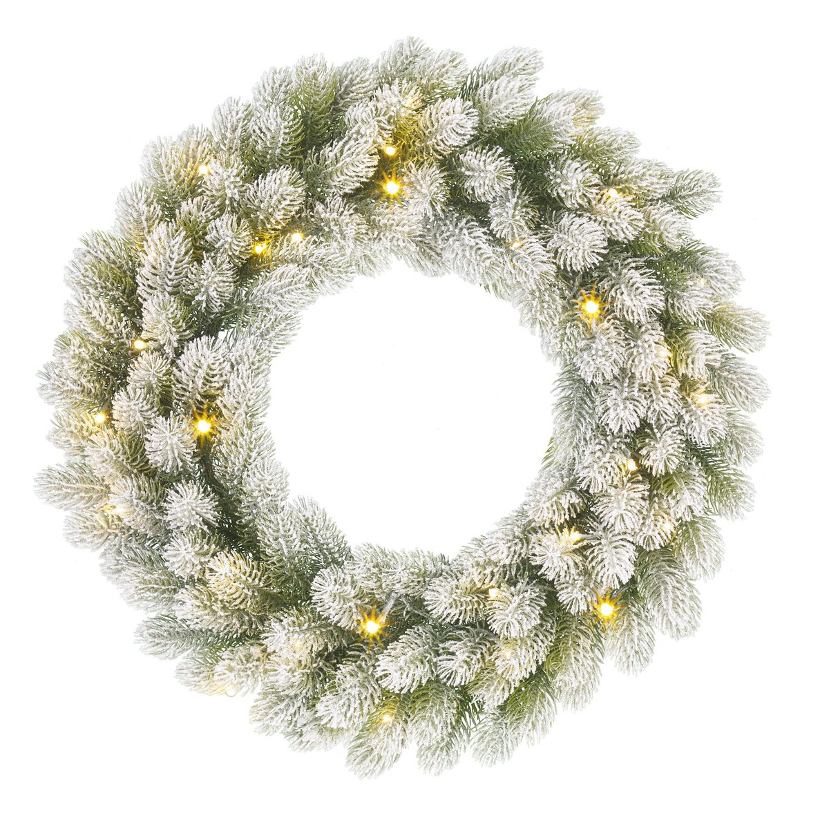 Weihnachtskranz mit LED-Beleuchtung – Ø60 cm – Grün gefrostet