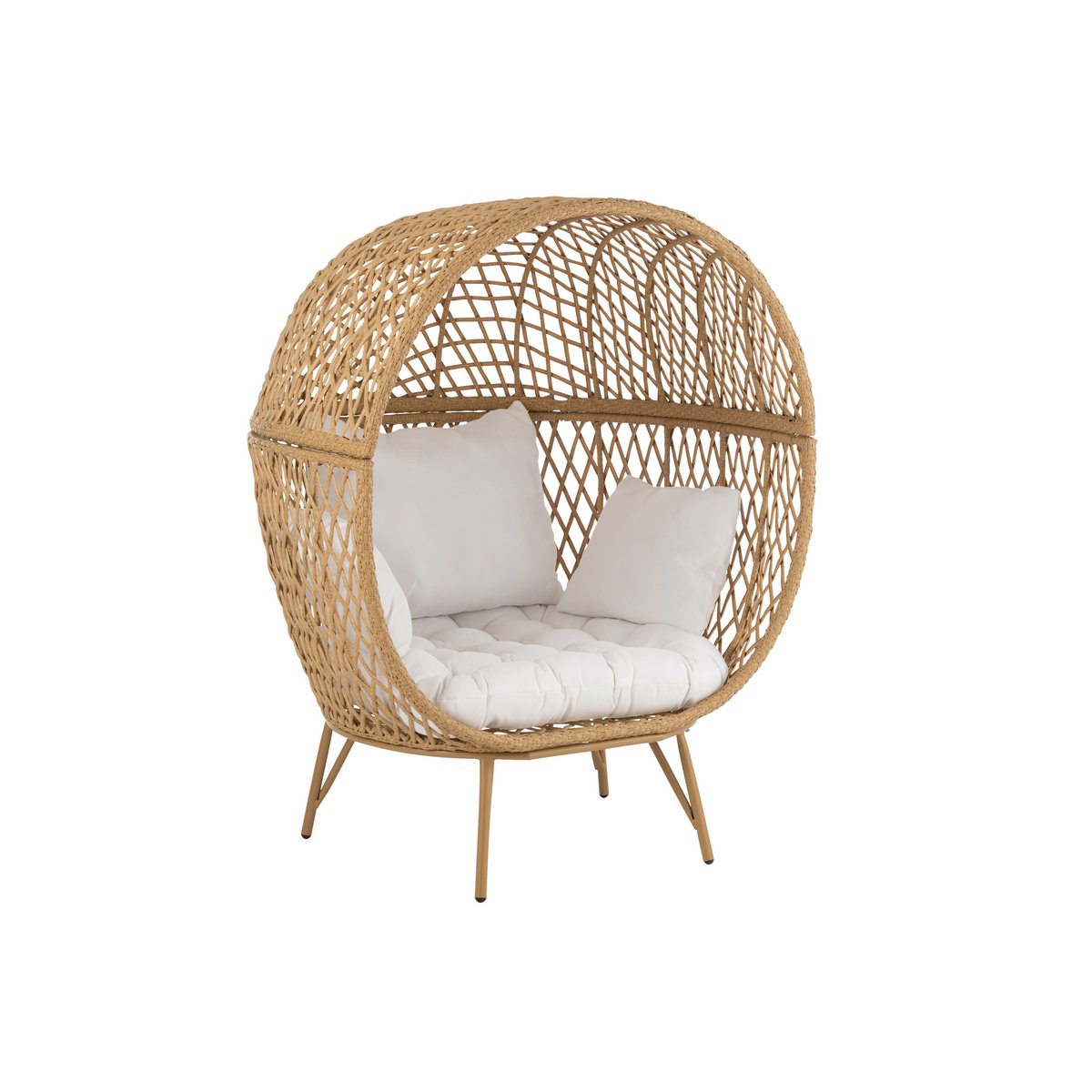 J-Line Lounge Chair+Kissen Eva Metal/Reed Beige