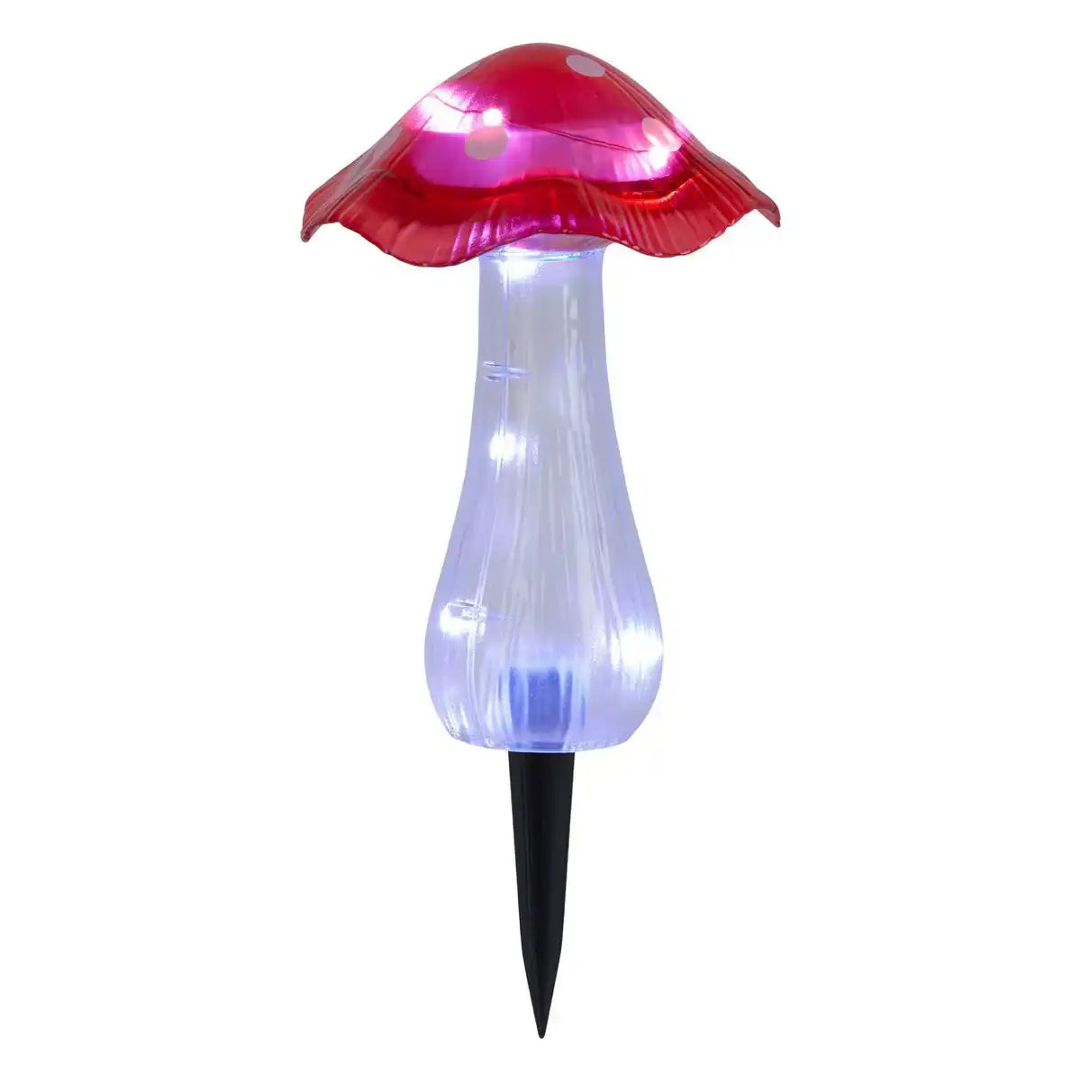 Solar-Dekoerdspieße 2er Set "MANTAR" Ø 13 cm, 29 cm hoch, transparenter Kunststoff in Rot, Gelb und Klar, integrierte LEDs, kaltweiß