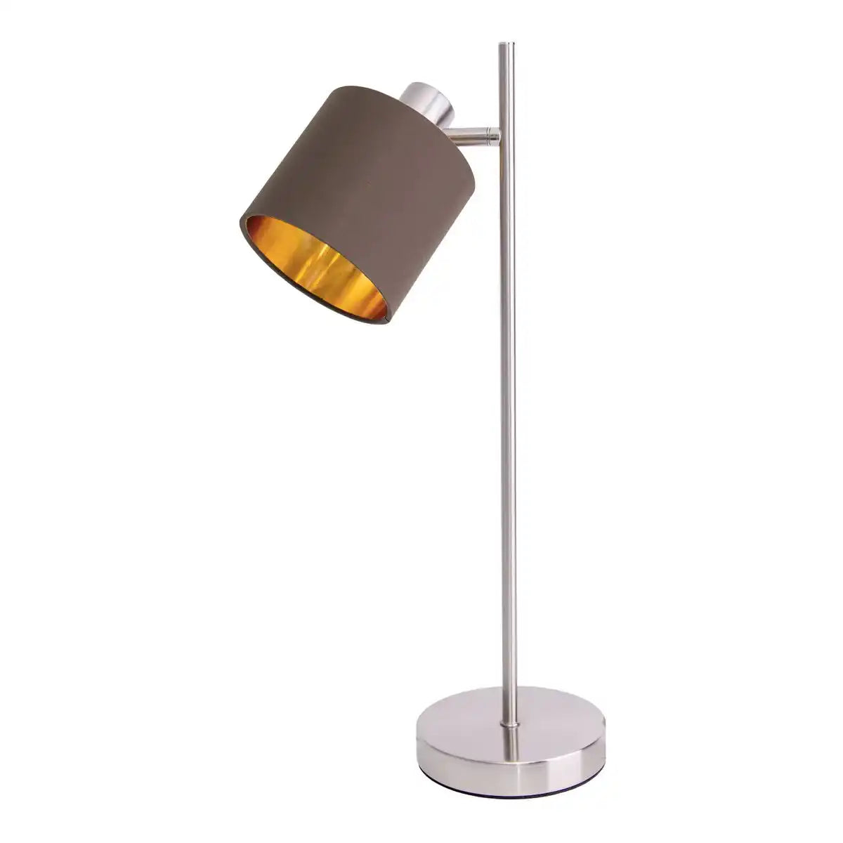 Tischleuchte "MARON" aus Metall satiniert-matt mit Stoffschirmen in Braun, mit E14-Fassung, Lampe für Wohnzimmer, Esszimmer, Flur und Büro, Tischlampe 51 cm hoch
