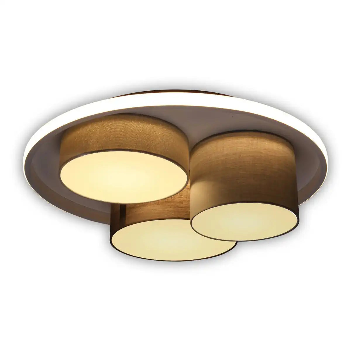 3er-LED Deckenleuchte "EPPAN" Ø 56cm, aus Metall, Kunststoff und Textil in Grau, integrierte LEDs, Beleuchtung für Wohnzimmer, Büro oder Eingangsbereich