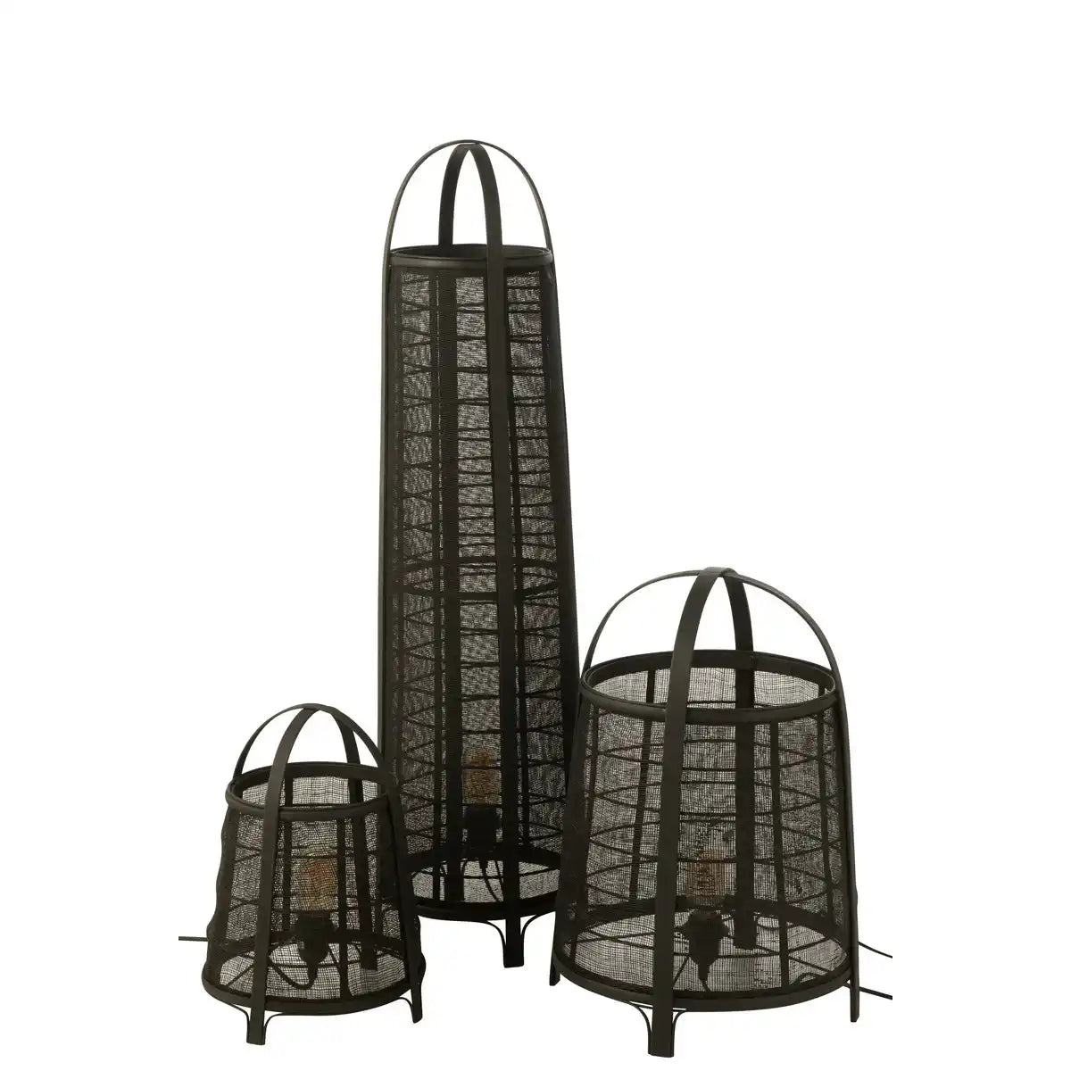J-Line Lampe Don Baumwolle Bambus Schwarz