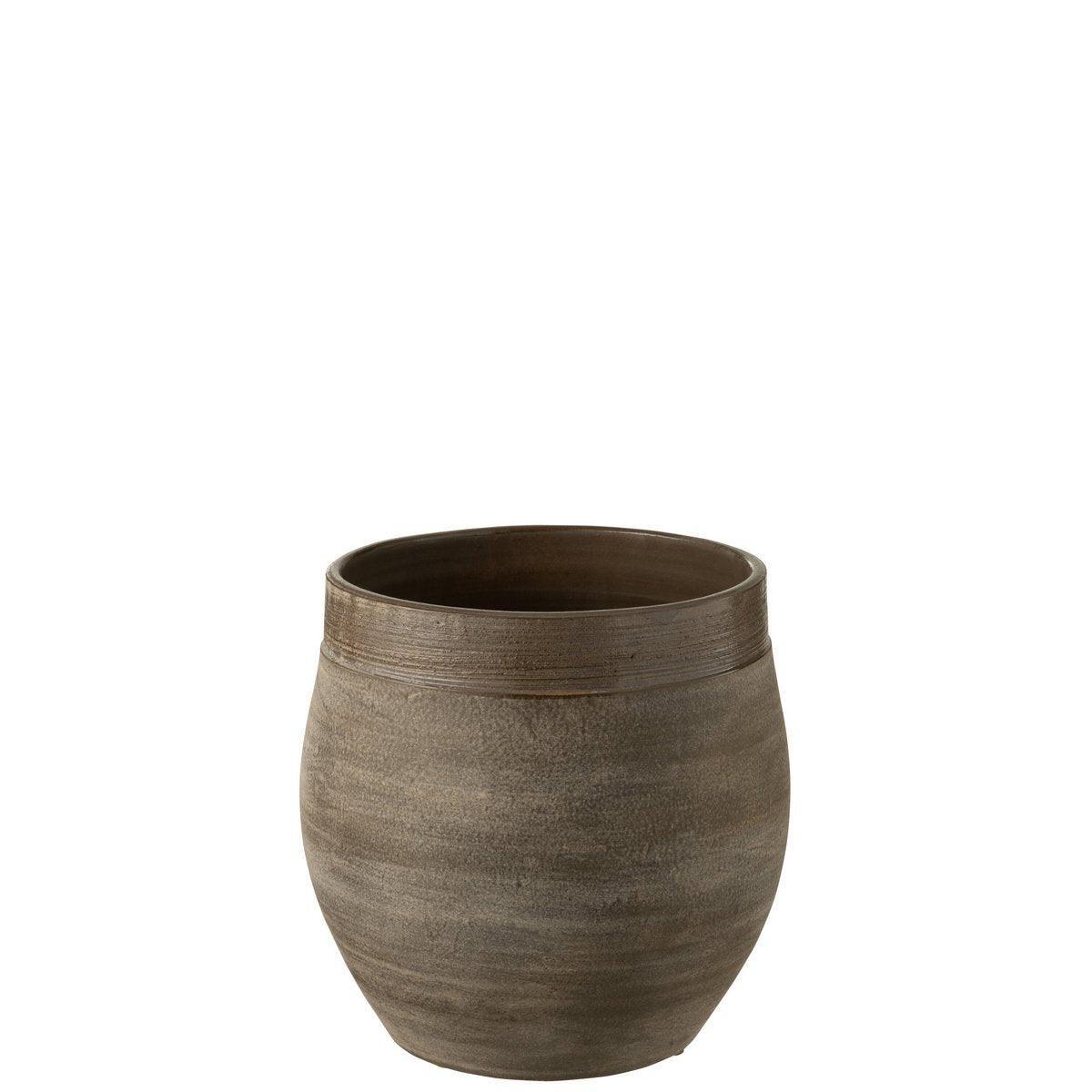 J-Line Blumentopf Gio - Keramik - Braun - Groß - Ø 29,00 cm
