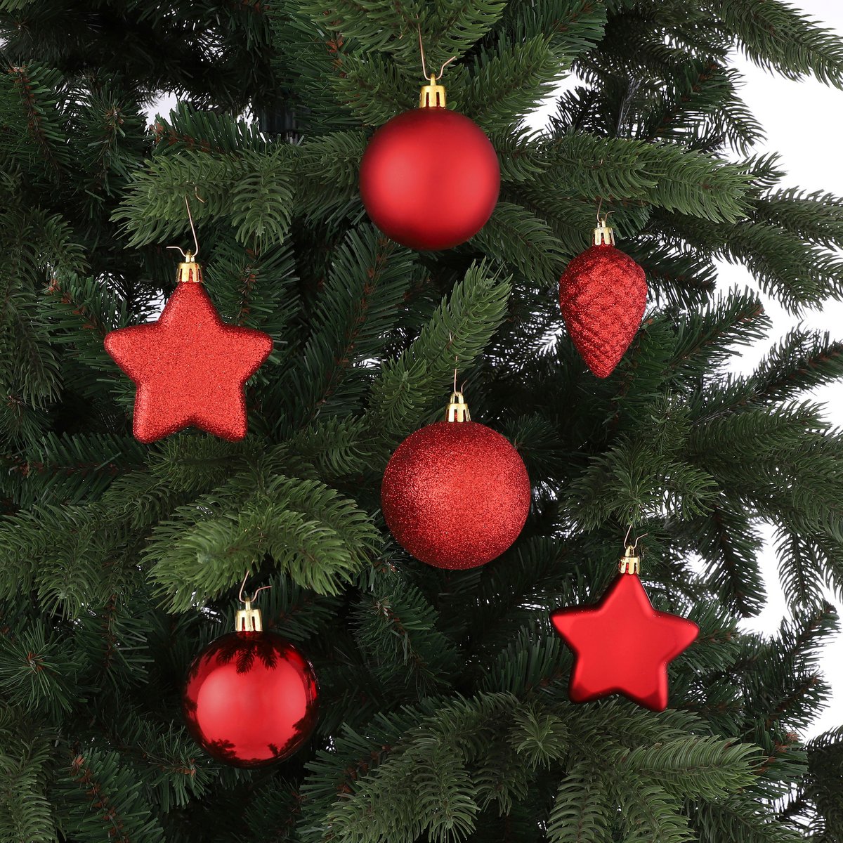 40 stück Kunststoff-Weihnachtskugeln-Set mit Spitze  Ø8 cm - Rot