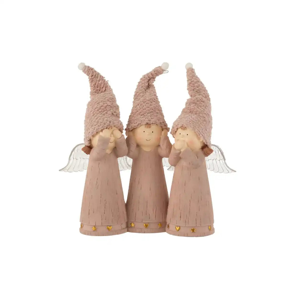 J -Line Figur Engel 3 Primöses Hören/Sprichwort/Stille - Polyresin - Pink