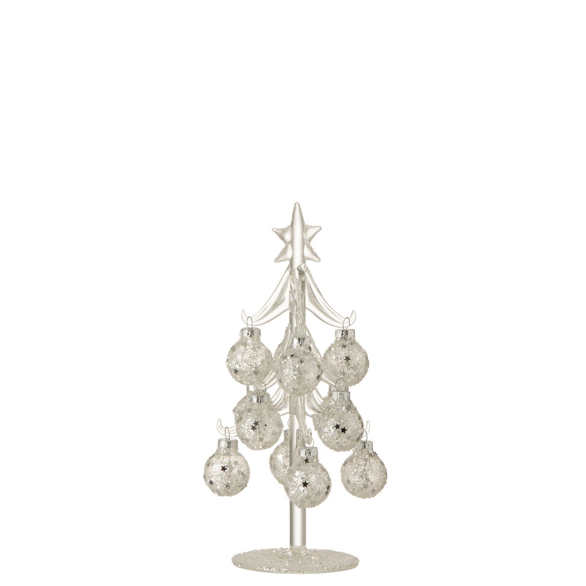 J-Line Baum mit Kugeln Sterne - Glas - Silber - klein