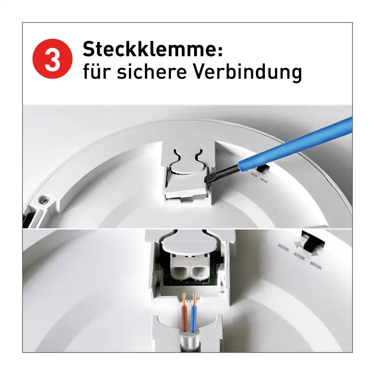 LED Deckenleuchte "BONUS" Ø21,7 cm, Funktionsleuchte Einbau- und Aufbau möglich, Deckenlampe aus Metall und Kunststoff in weiß, mit fest verbauten LEDs, inkl. CCT-Farbwechsler