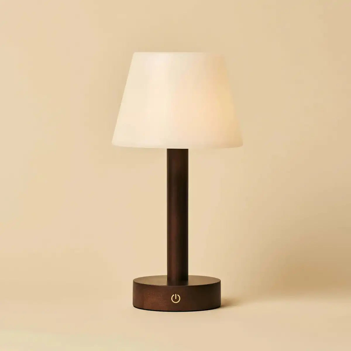 Zoë Dunkelbraune wiederaufladbare Tischlampe aus Holz | Dimmbar, USB-C, 80-Stunden-Akku