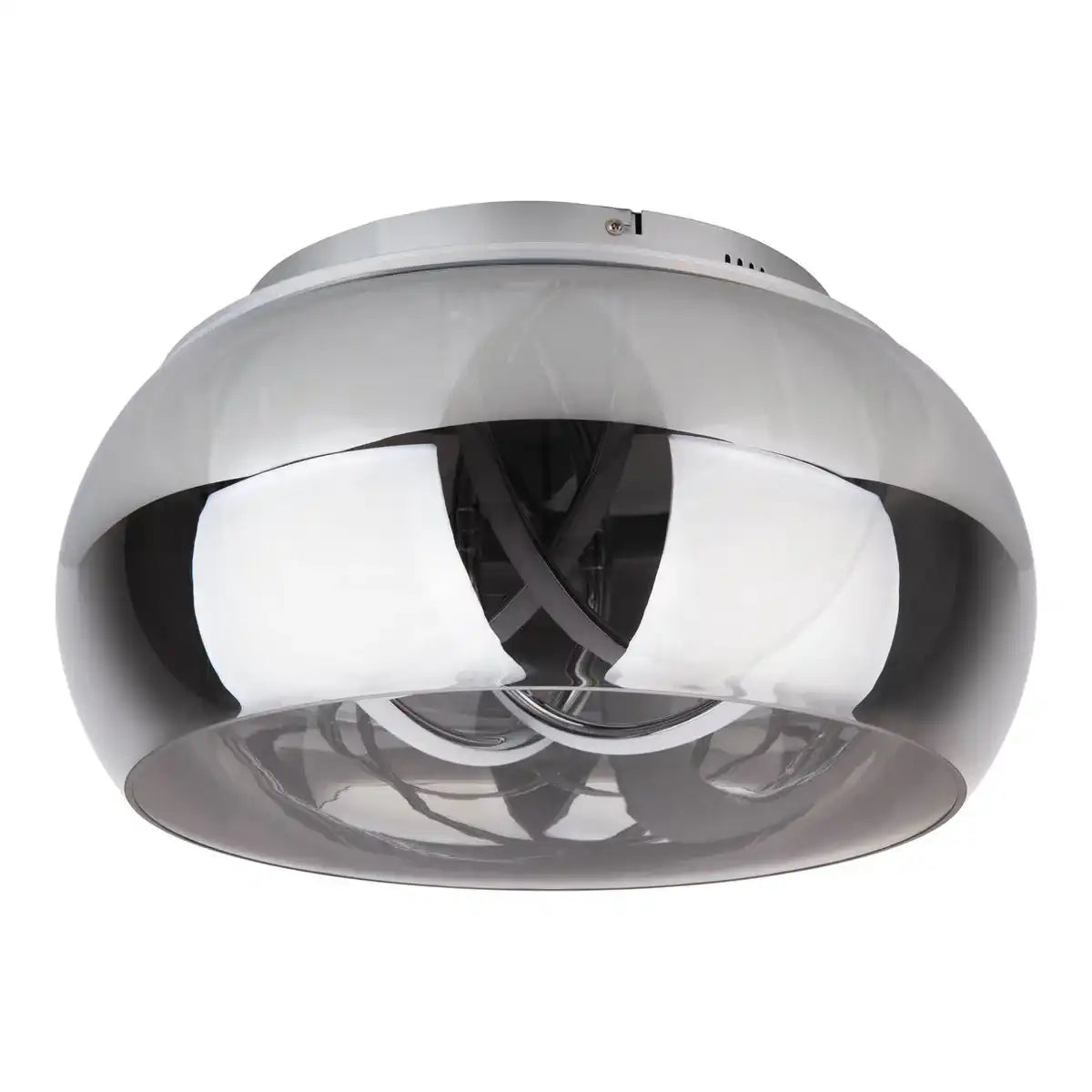 LED Deckenleuchte "MALOU" Ø 45 cm, 23,5 cm hoch, aus Metall, Rauchglas, integrierte LEDs, warmweiß